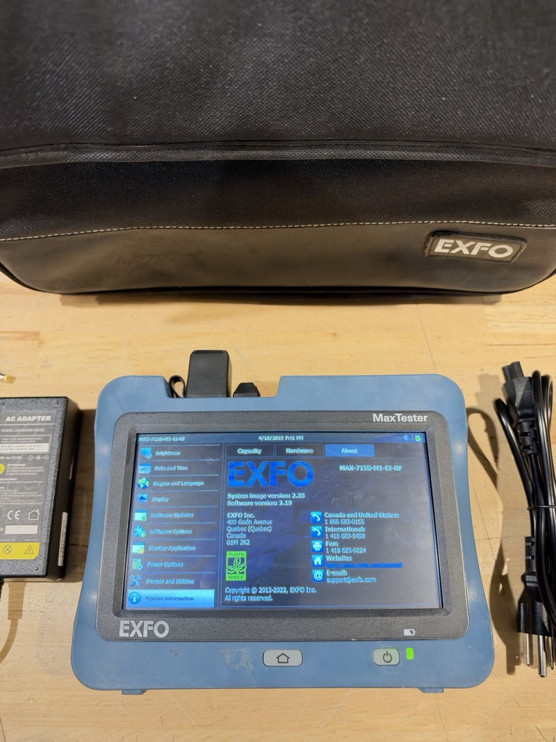 EXFO MAX-715B MAX TESTER SM FIBER OTDR W/ PM & VFL MAX-715B-M1-EI MAX715B TESTED