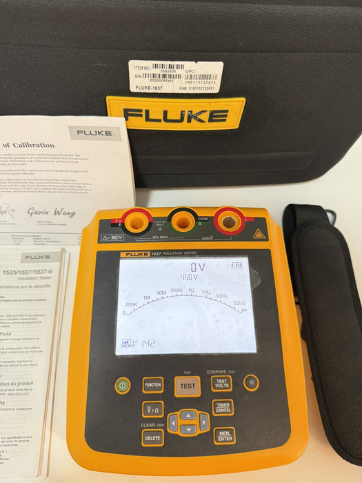 FLUKE 1537 INSULATION RESISTANCE TESTER & MEGOHMMETER (CALIBRATED 2024) NEW