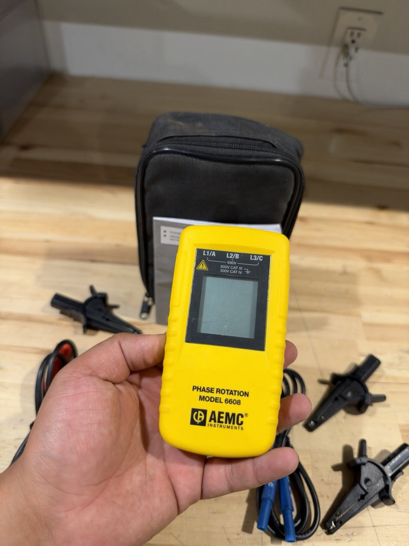 AEMC 6608 Phase Sequence Tester Digital, 40 to 850V AC, 15 Hz to 400 Hz, CAT III
