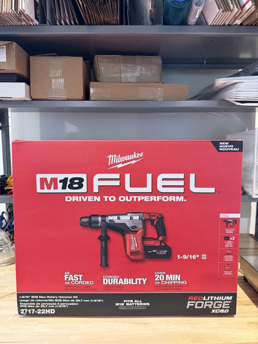MILWAUKEE 2717-22HD M18 FUEL 1‑9/16 SDS‑MAX ROTARY HAMMER KIT NEW FACTORY SEALED