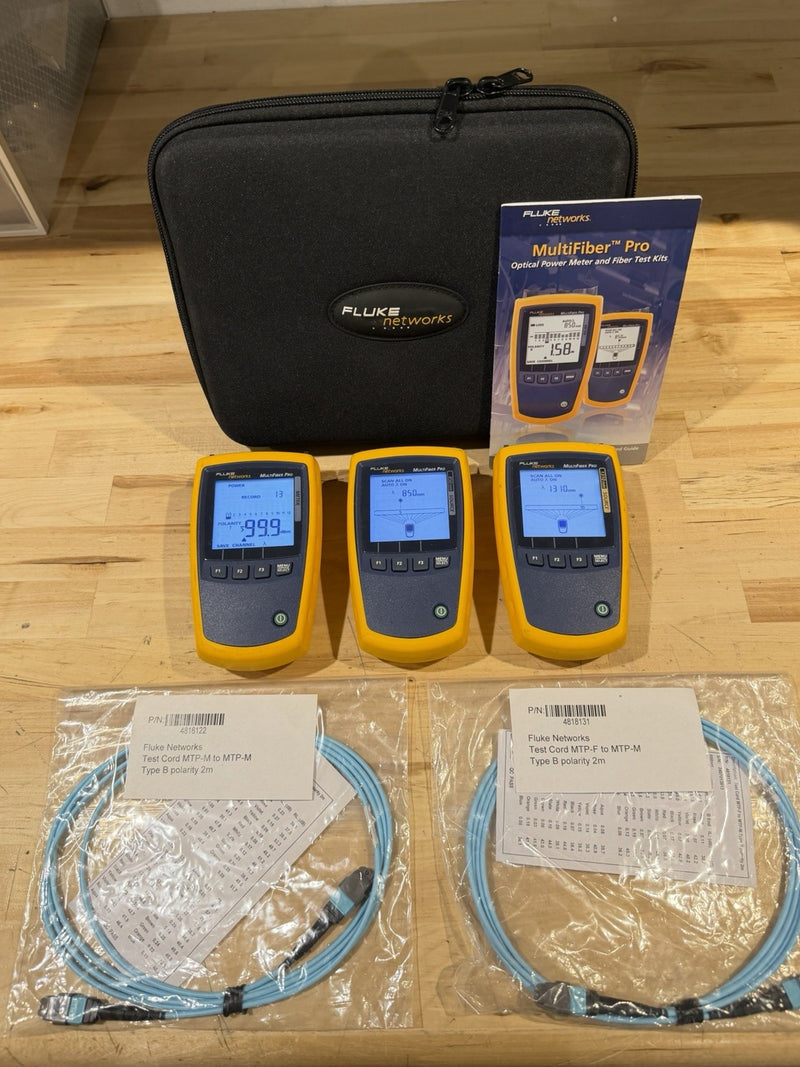 FLUKE NETWORKS MFTK MM-850/SM-1310 MULTIFIBER PRO MPO FIBER LOSS TEST KIT TESTED