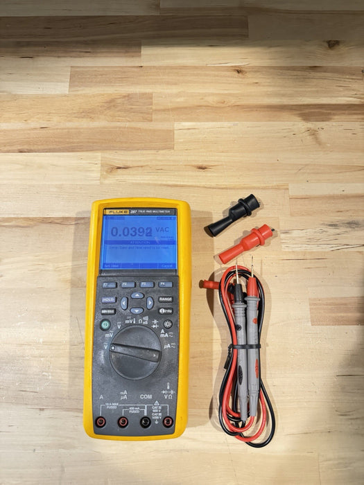 FLUKE 287 TRUE RMS ELECTRONIC LOGGING DIGITAL MULTIMETER WITH LEADS & CLIPS