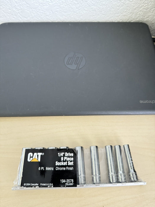 CAT 194-3578 1/4" Drive 9 Piece Socket Set 6 Pt. Metric Chrome Finish / NEW