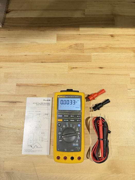 FLUKE 189 TRUE RMS MULTIMETER W/ LEADS & CLIPS (TESTED) SHIP FREE