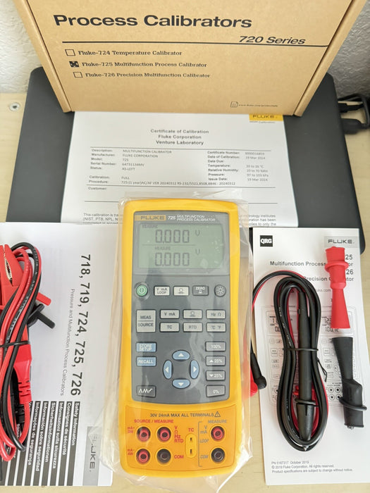FLUKE 725 MULTIFUNCTION PROCESS CALIBRATOR W LEADS NEW FACTORY BOX CALIBRATED 2024