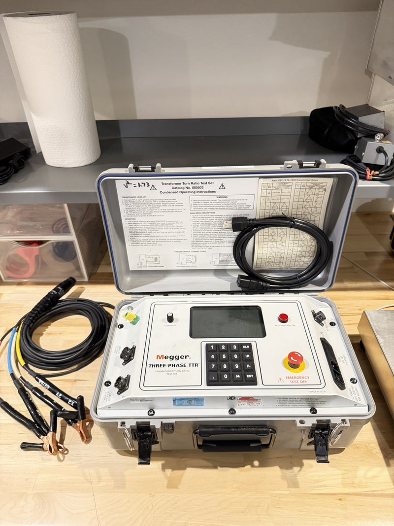 MEGGER THREE-PHASE TTR 550503 TRANSFORMER TURN-RATIO TESTER WITH LEADS TESTED
