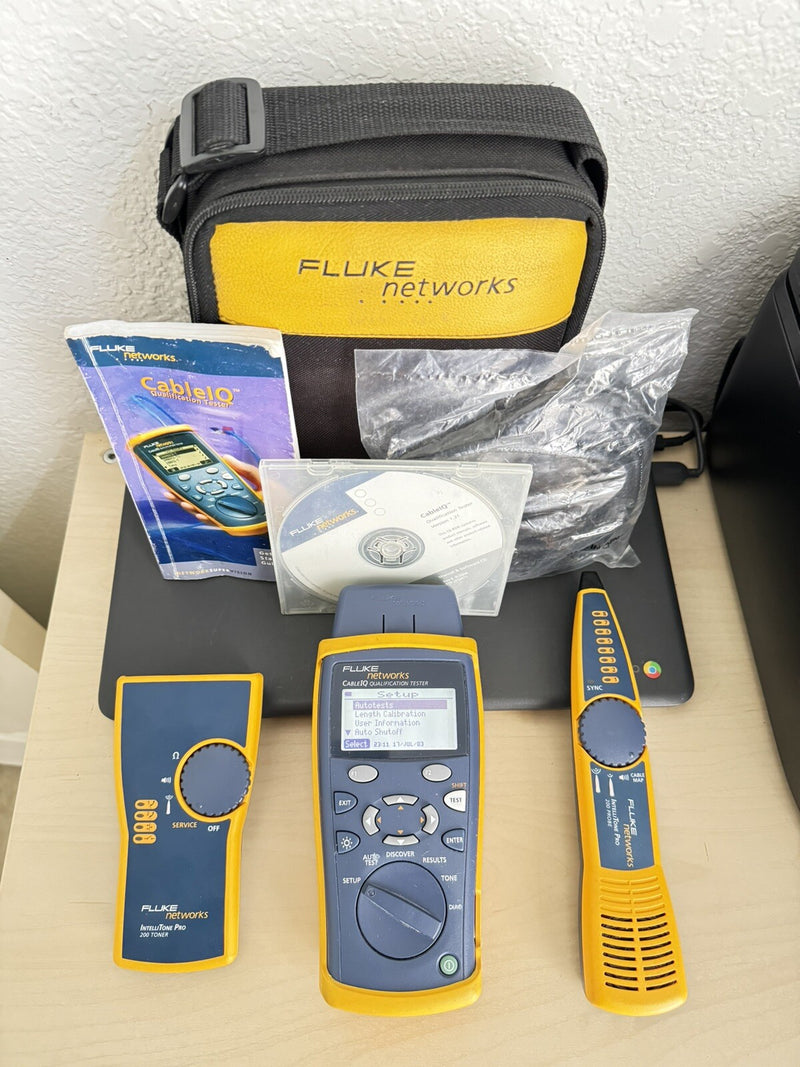 FLUKE NETWORKS CABLE IQ QUALIFICATION TESTER KIT INTELLITONE PROBE 200 & TONER