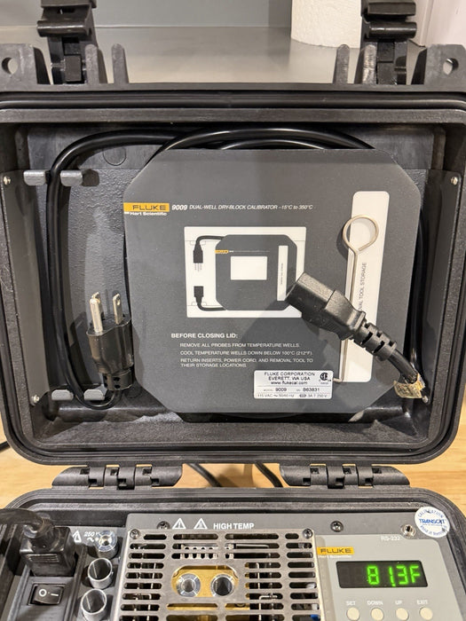 FLUKE HART SCIENTIFIC 9009 DUAL WELL DRY BLOCK CALIBRATOR -15 C TO 350 C (TESTE)