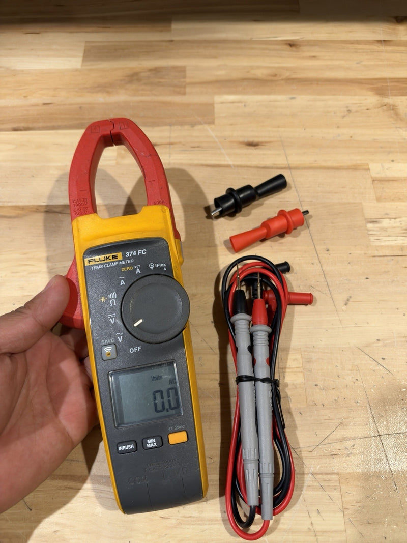 FLUKE 374 FC TRMS CLAMP METER W/ LEADS & CLIPS (TESTED) SHIPS FAST