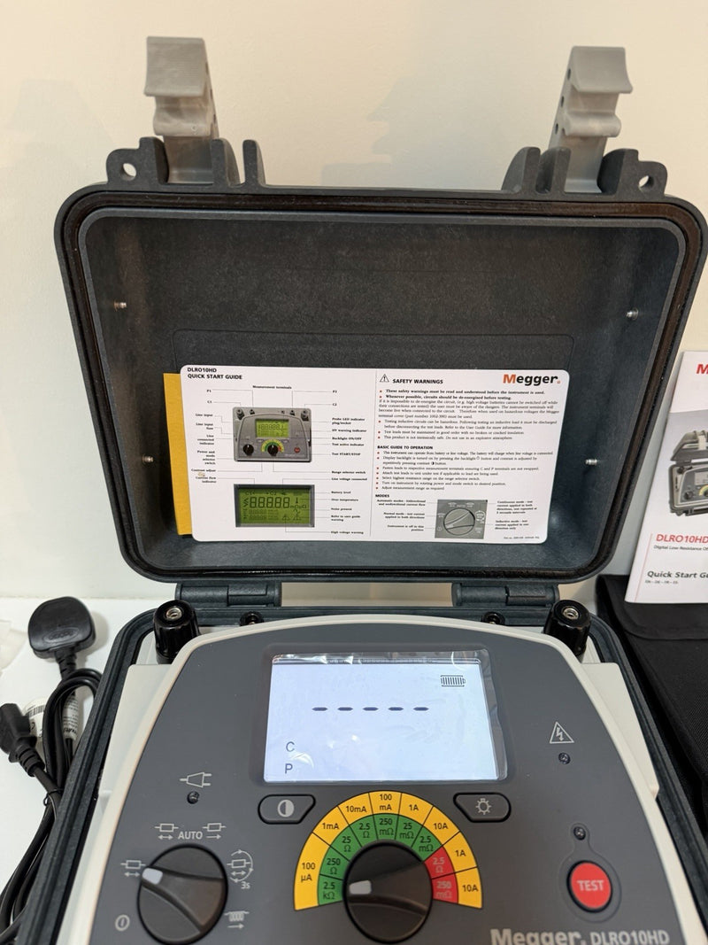 MEGGER DLRO10HD DIGITAL LOW RESISTANCE OHMMETER WITH CABLES