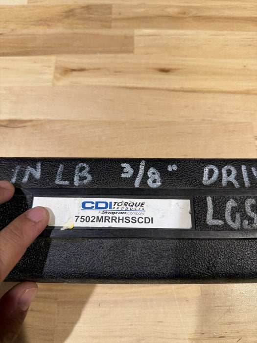 CDI 3/8 Drive Micrometer Torque Wrench Model 7502MRRHSS 100-750 In/Lb W Case USA