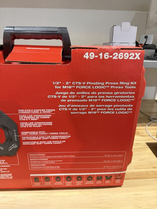 MILWAUKEE 49-16-2692X 1/2"-2" CTS-V PIVOTING PRESS RING KIT FOR FORCE LOGIC NEW