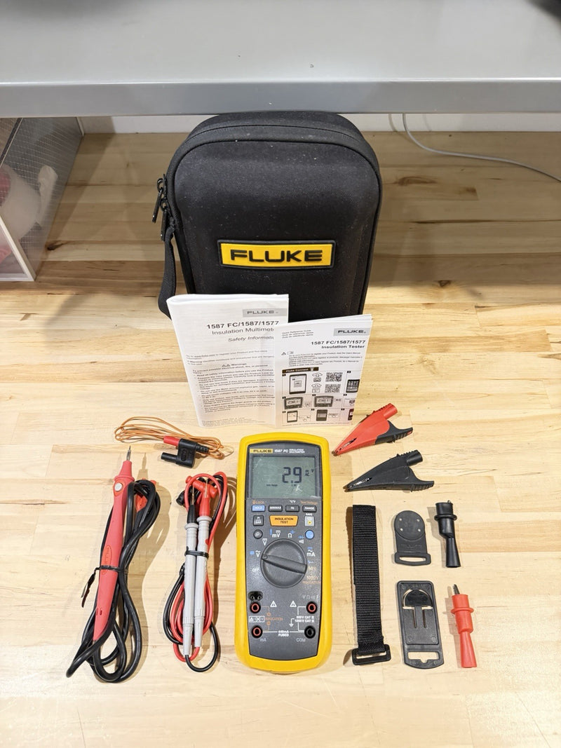FLUKE 1587 FC 2 IN 1 HANDHELD DIGITAL INSULATION MULTIMETER W/ ACCESSORIES
