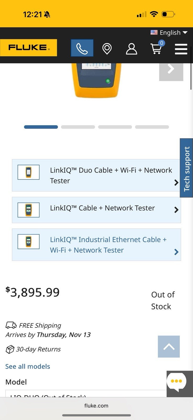 FLUKE NETWORKS LINKIQ-DUO WIFI NETWORKS TESTER MFD-2025 /SHIPS FREE