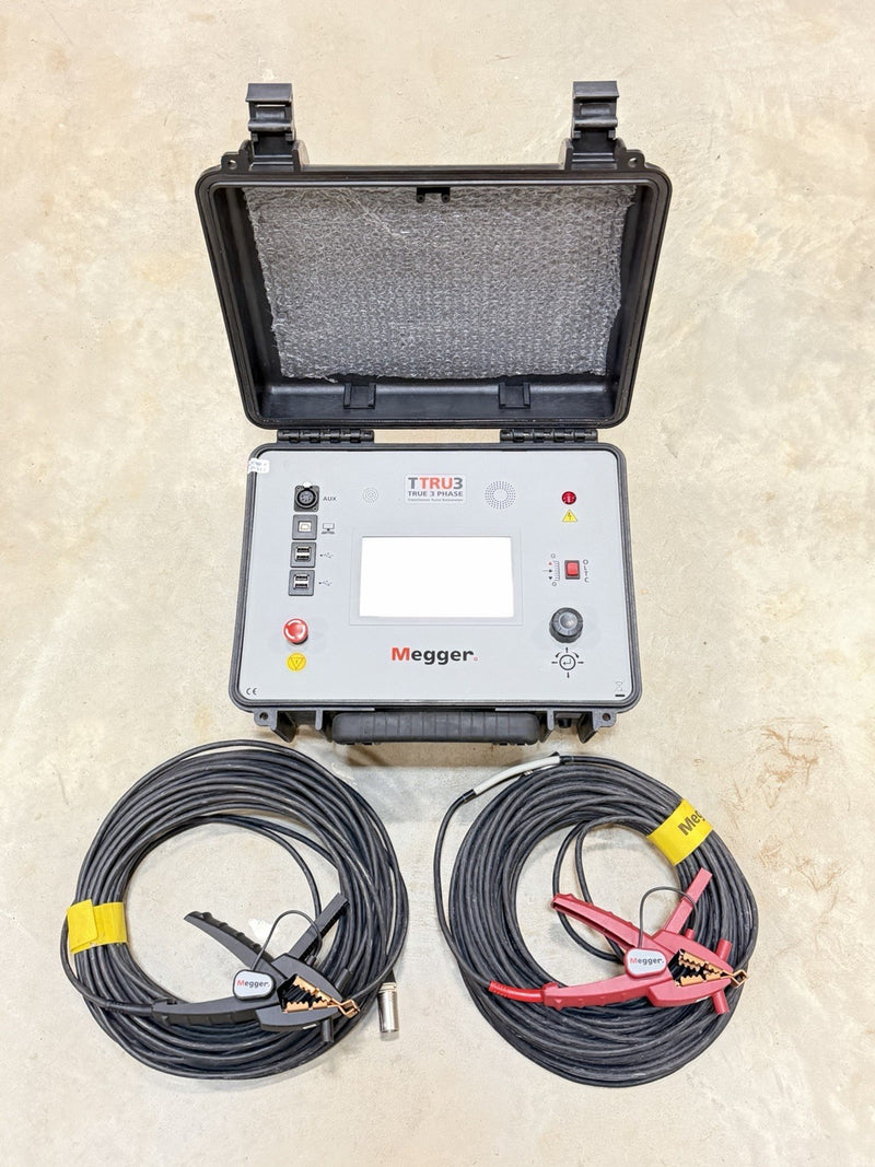 MEGGER TTRU3 PRO TRUE 3-PHASE TRANSFORMER TURNS RATIOMETER WITH CABLES TESTED