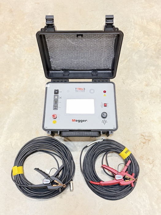 MEGGER TTRU3 PRO TRUE 3-PHASE TRANSFORMER TURNS RATIOMETER WITH CABLES TESTED