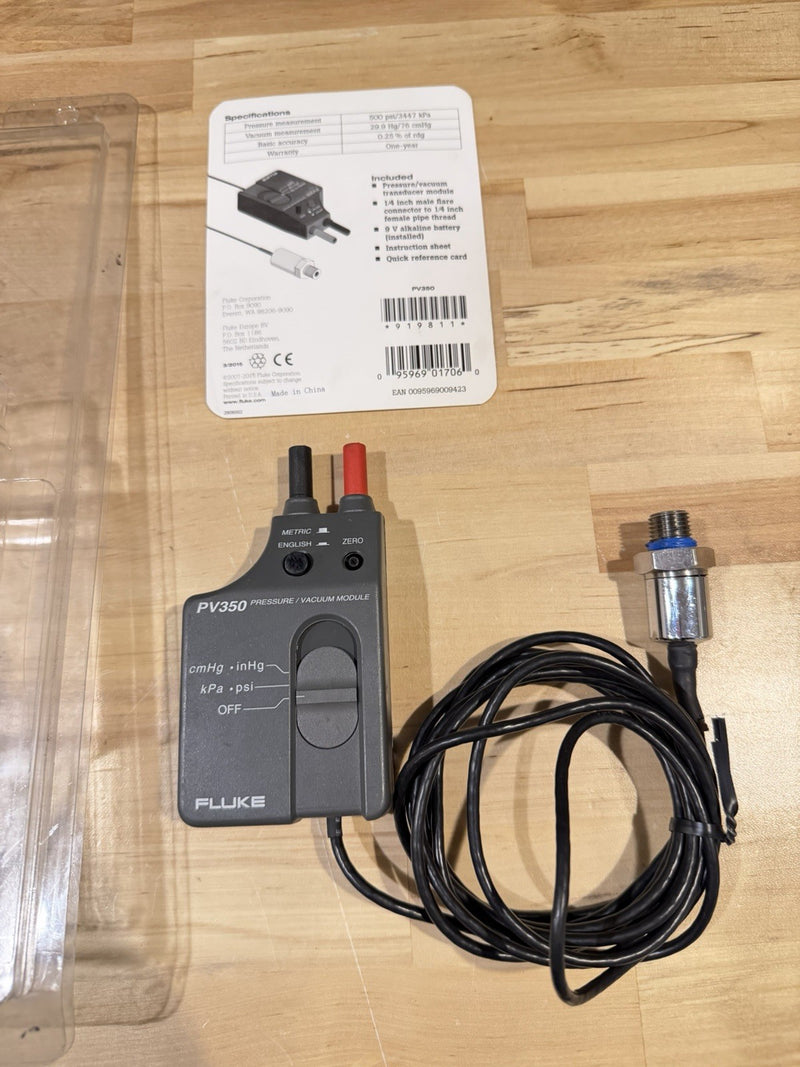 FLUKE PV350 PRESSURE VACUMM TRANSDUCER MODULE WITH BAG TESTED