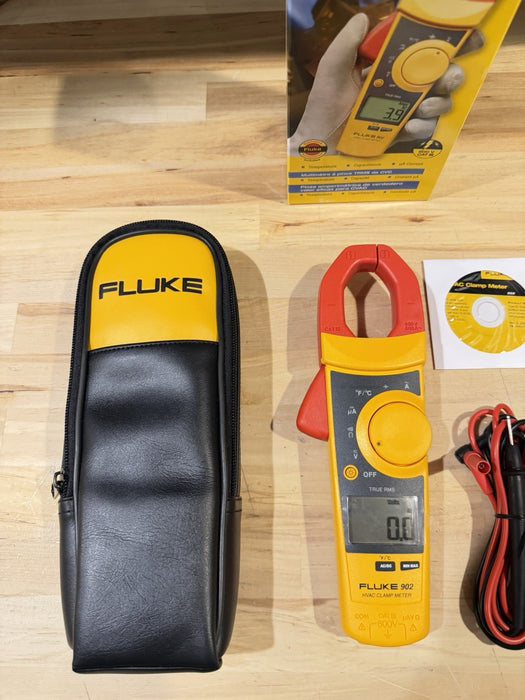 FLUKE 902 TRUE RMS HVAC CLAMP METER WITH CASE & LEADS RARE