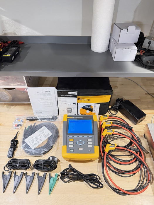 FLUKE 434 SERIES II ENERGY ANALYZER KIT W/ACCESSORIES - SHIPS FREE (TESTED)