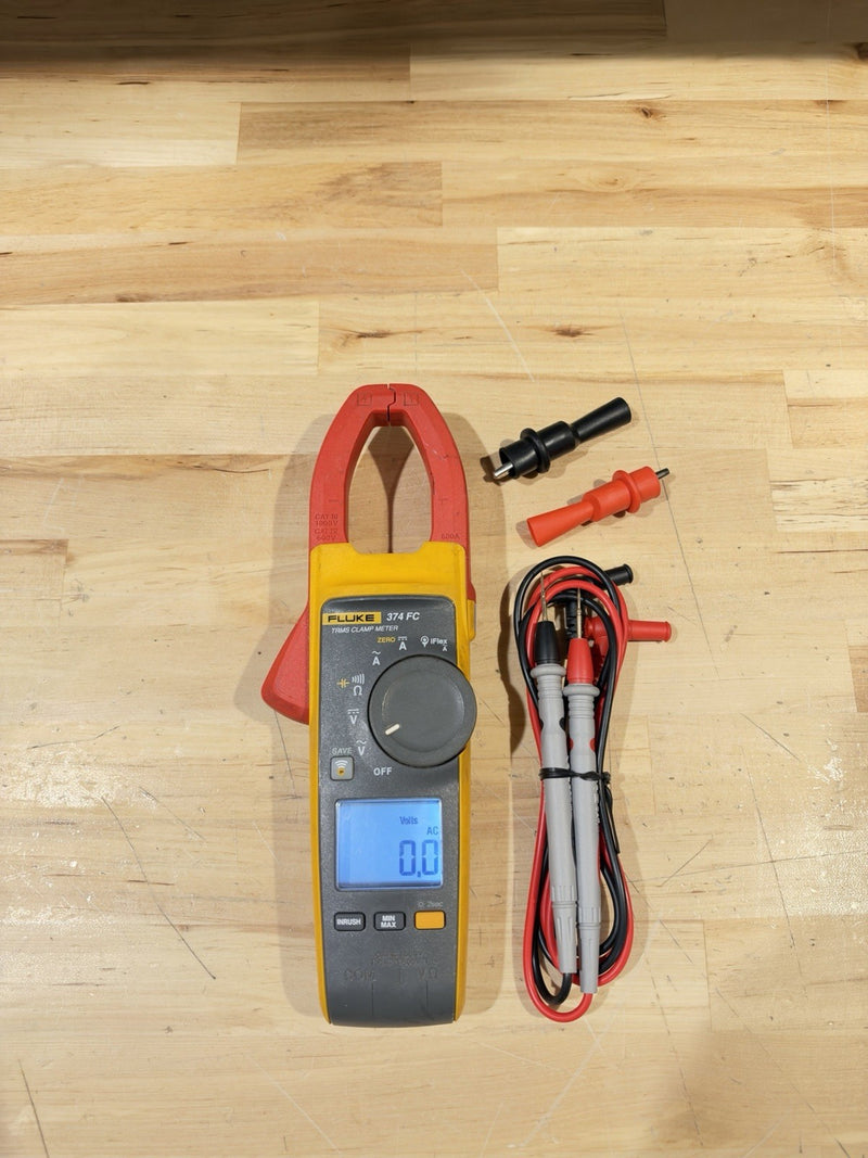 FLUKE 374 FC TRMS CLAMP METER W/ LEADS & CLIPS (TESTED) SHIPS FAST