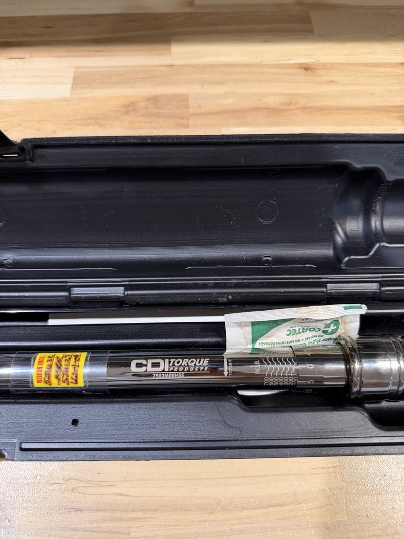 CDI 3/8 DRIVE MICROMETER TORQUE WRENCH MODEL 7502MRRHSS 100-750 IN/LB W CASE USA