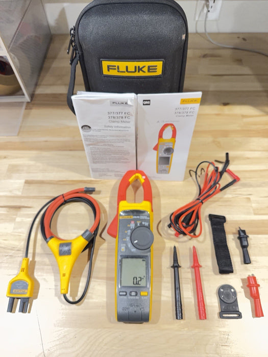 FLUKE 378 FC NON-CONTACR VOLTAGE CLAMP METER W/ LEADS & CASE - SHIPS FAST