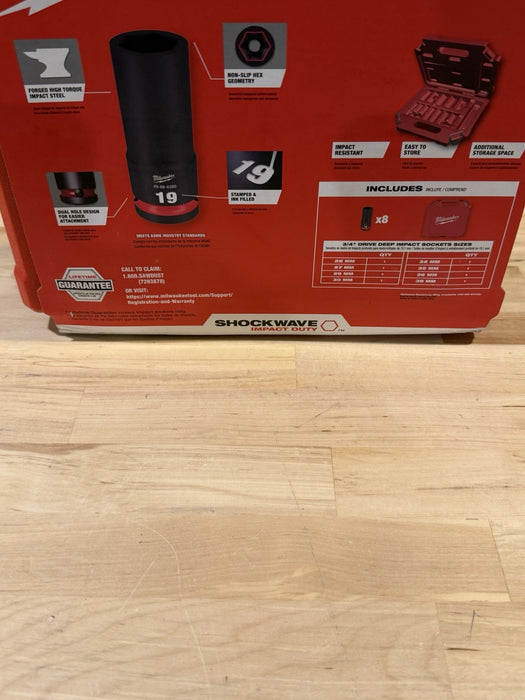 MILWAUKEE 49-66-7020 8PC IMPACT DUTY 3/4" DRIVE POINT SOCKET SET (NEW SEALED)