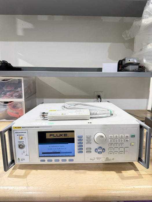 FLUKE 9640A RF REFERENCE SOURCE WITH 9640A-50 LEVELING HEAD TESTED