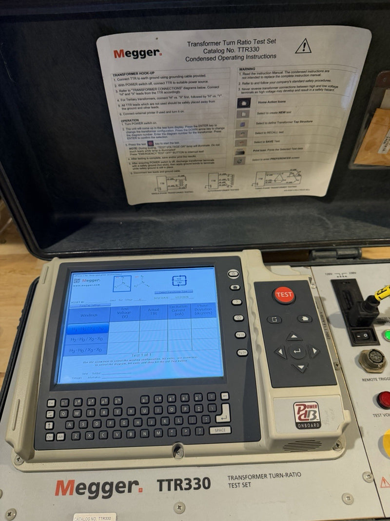 MEGGER TTR330 TRANSFORMER TURN-RATIO TEST SET WITH CABLES & BAG TESTED