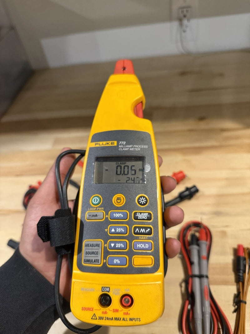 FLUKE 772 MILLIAMP PROCESS CLAMP WITH LEADS & CLIPS TESTED