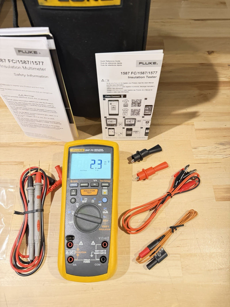 FLUKE 1587 FC 2 IN 1 HANDHELD DIGITAL INSULATION MULTIMETER WITH ACCESSORIES