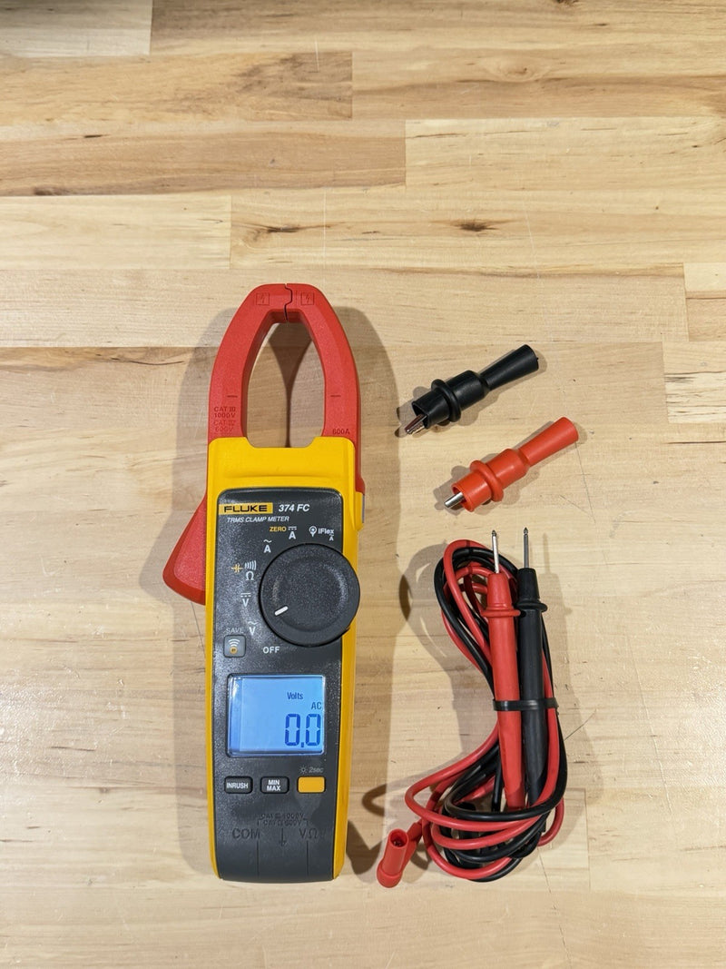 FLUKE 374 FC TRMS CLAMP METER WITH LEADS & CLIPS TESTED