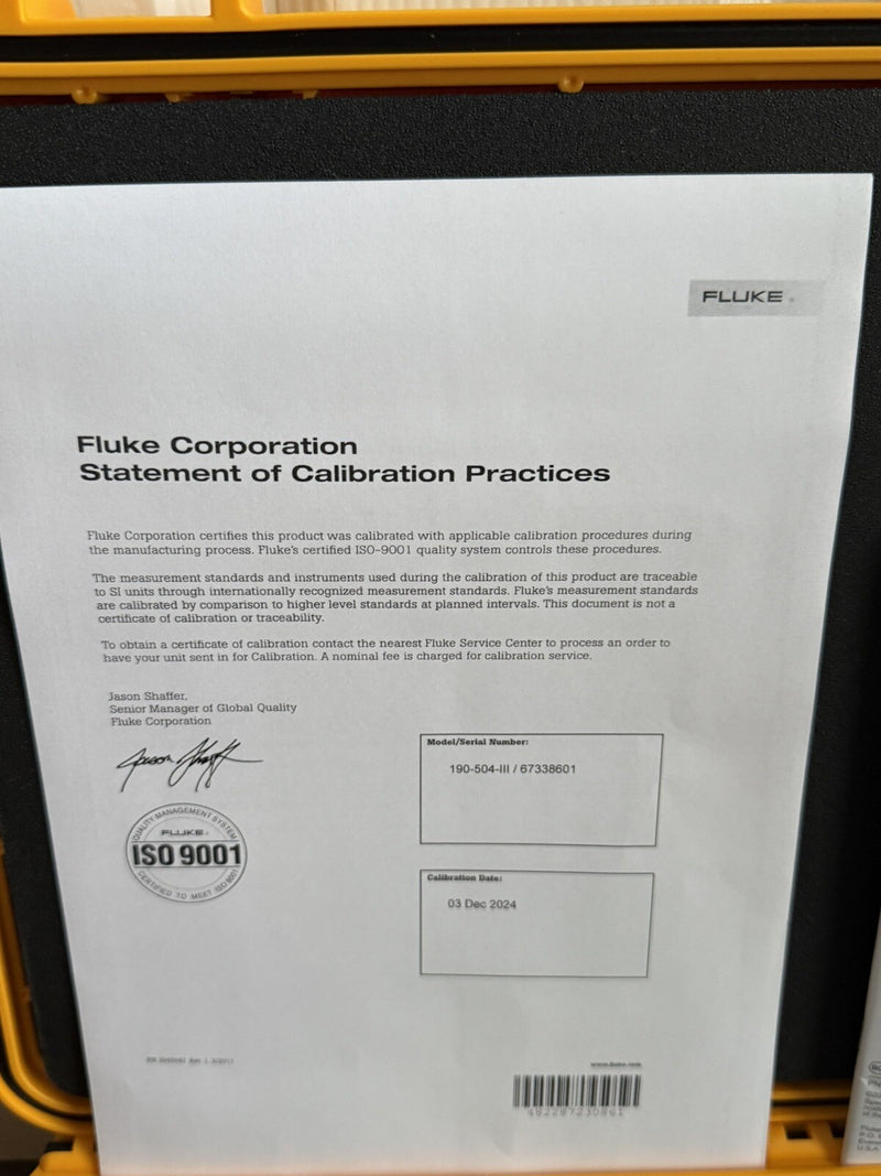 FLUKE 190-504-III-S 500 MHZ 4-CH 5GS/S COLOR SCOPEMETER 2024