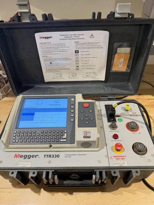 MEGGER TTR330 TRANSFORMER TURN-RATIO TEST SET W/ CABLES & BAG  (TESTED)