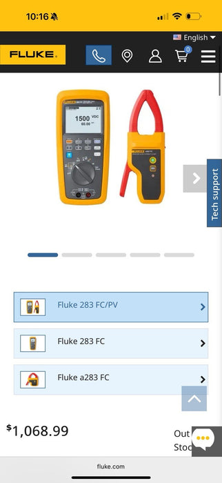 FLUKE 283 FC/PV SOLAR DIGITAL MULTIMETER & WIRELESS CURRENT CLAMP NEW MFD-2025