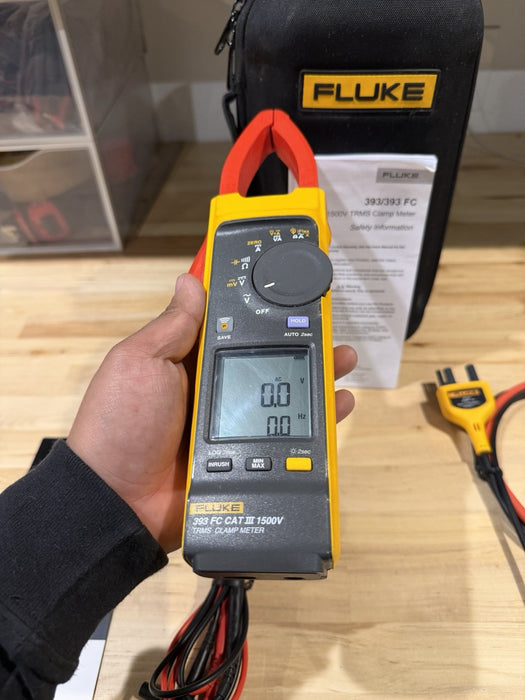 FLUKE 393 FC CAT III 1500V TRMS CLAMP METER WITH IFLEX PROBE & LEADS TESTED