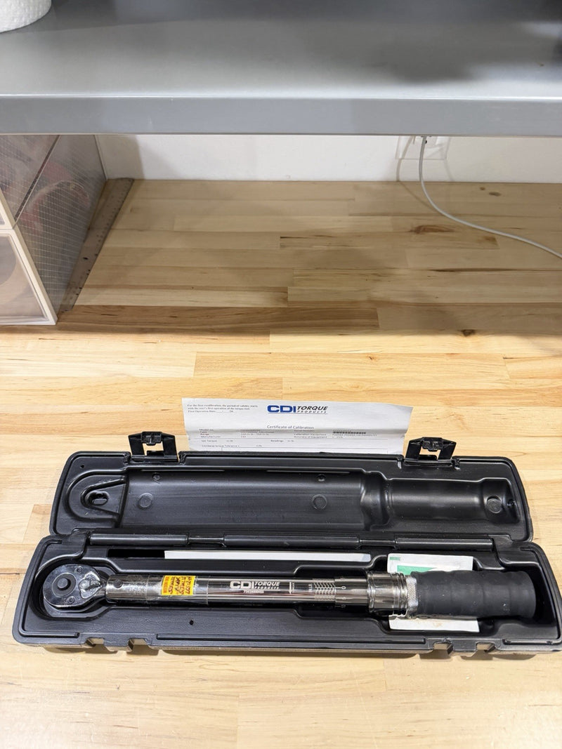 CDI 3/8 DRIVE MICROMETER TORQUE WRENCH MODEL 7502MRRHSS 100-750 IN/LB W CASE USA