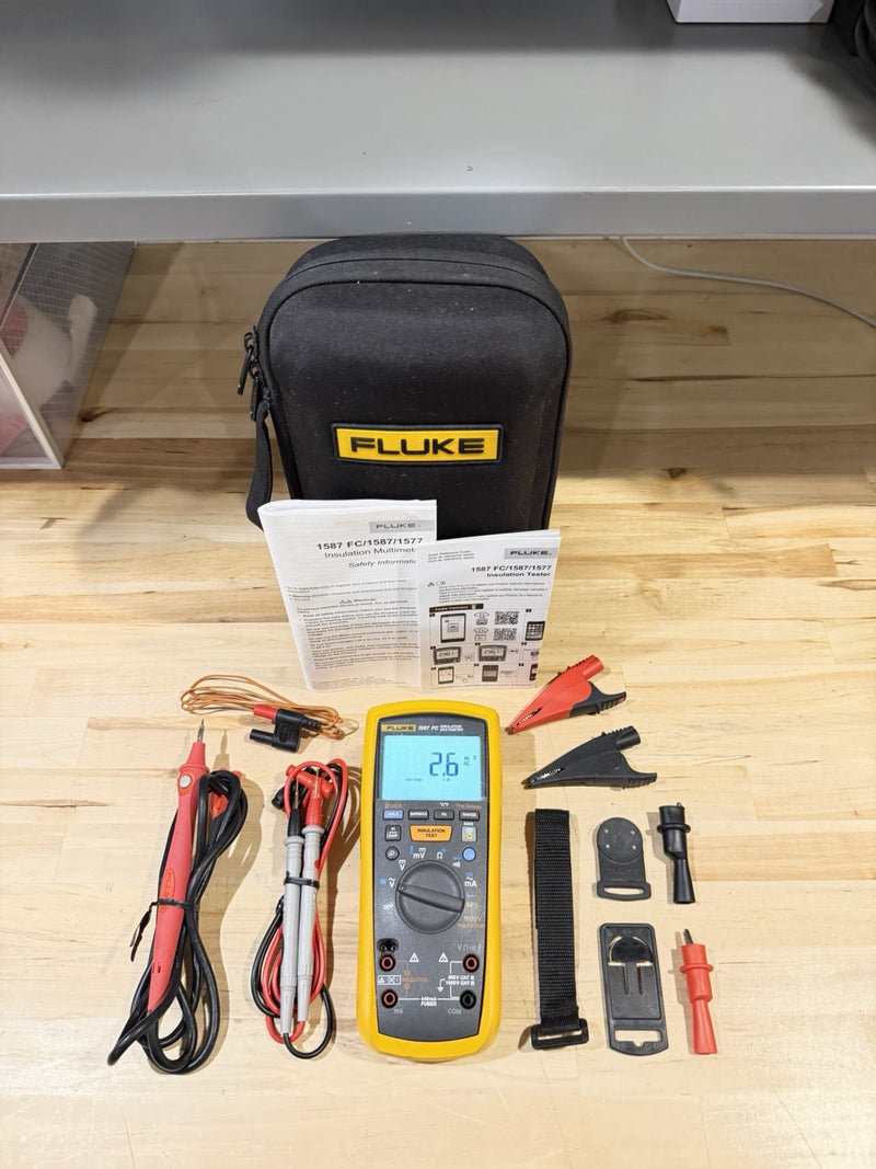 FLUKE 1587 FC 2 IN 1 HANDHELD DIGITAL INSULATION MULTIMETER W/ ACCESSORIES