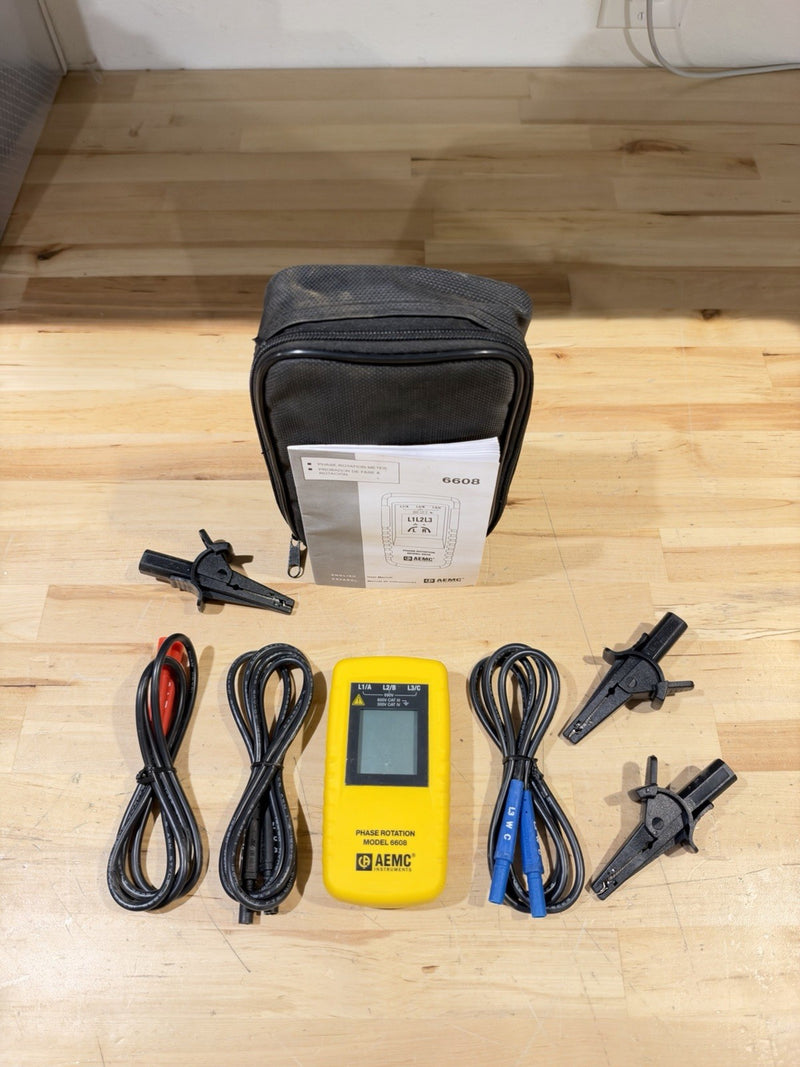 AEMC 6608 Phase Sequence Tester Digital, 40 to 850V AC, 15 Hz to 400 Hz, CAT III
