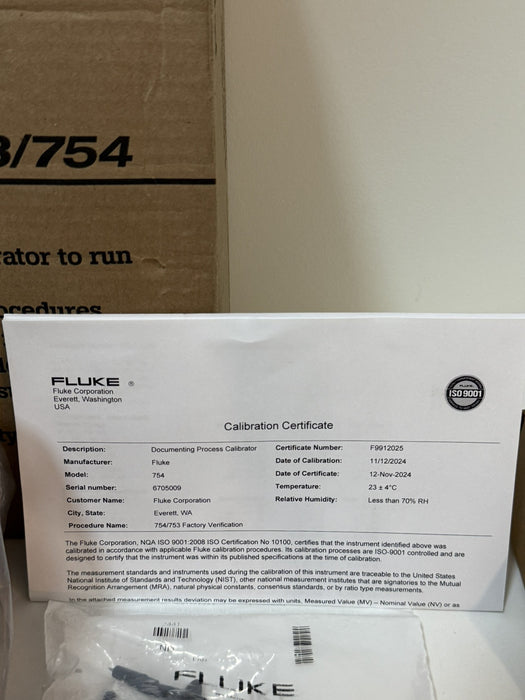 FLUKE 754 DOCUMENTING PROCESS CALIBRATOR/ MFG-2024) CALIBRATED 2024 - NEW SEALED