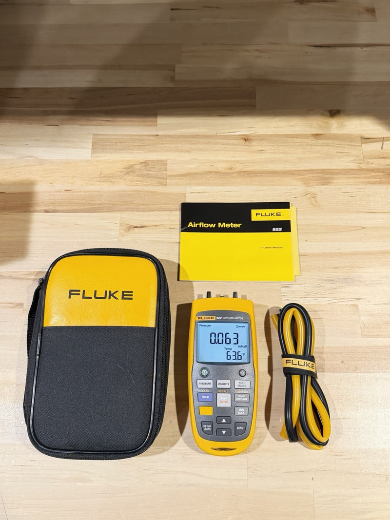 FLUKE 922 AIRFLOW METER WITH ACCESSORIES