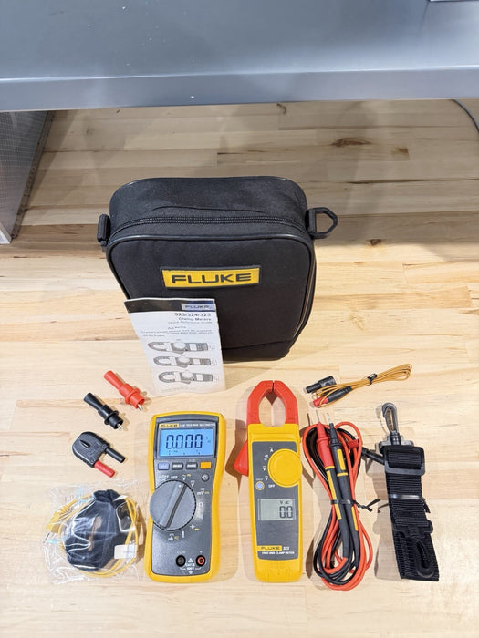 FLUKE 116/323 HVAC MULTIMETER COMBO KIT WITH ACCESSORIES TESTED