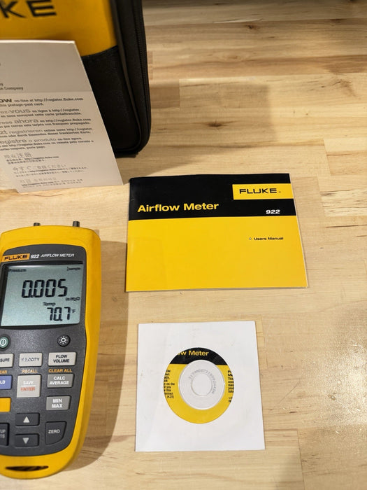 FLUKE 922 AIRFLOW METER W / ACCESSORIES- SHIPS FAST