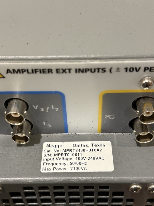 MEGGER MPRT8430 PROTECTIVE RELAY TESTING SYSTEM & TOUCHVIEW INTERFACE PARTS ONLY