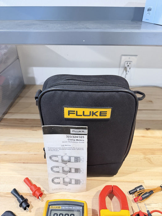FLUKE 116/323 HVAC MULTIMETER COMBO KIT WITH ACCESSORIES TESTED