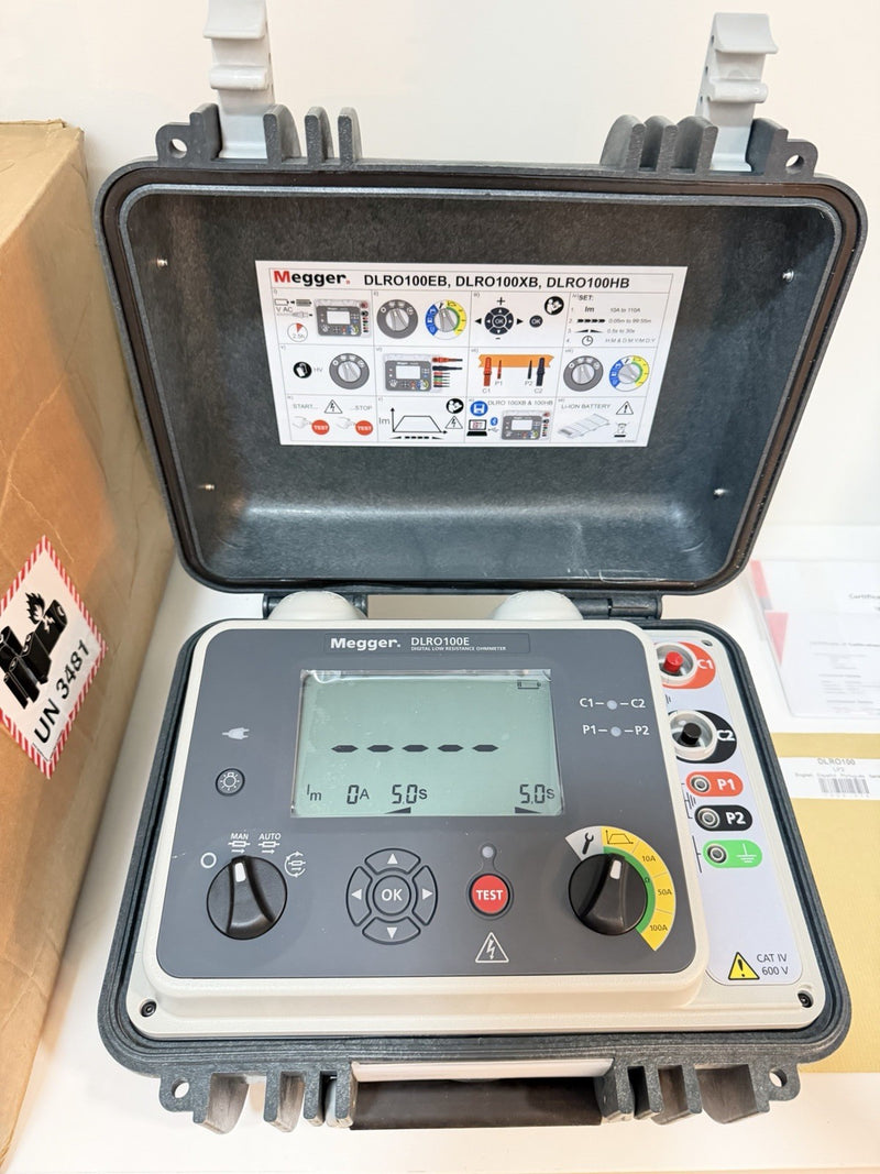 MEGGER DLRO100EB DIGITAL LOW RESISTANCE OHMMETER (NEW FACTORY SEALED) CAL 2026