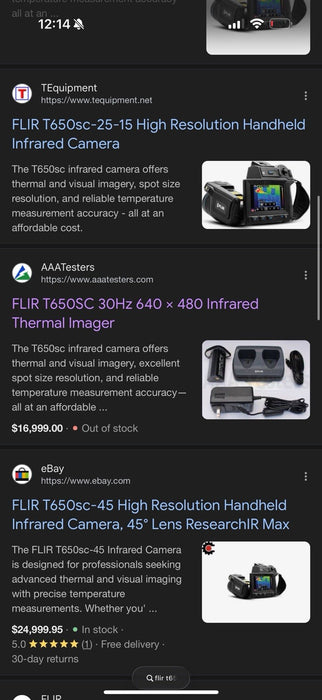 FLIR T650SC THERMAL IMAGING CAMERA W/ ACCESSORIES & CASE (TESTED) FREE SHIPPING