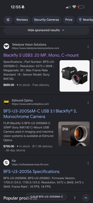 FLIR BFS-U3-200S6M-C BLACKFLY MONOCHROME CAMERA
