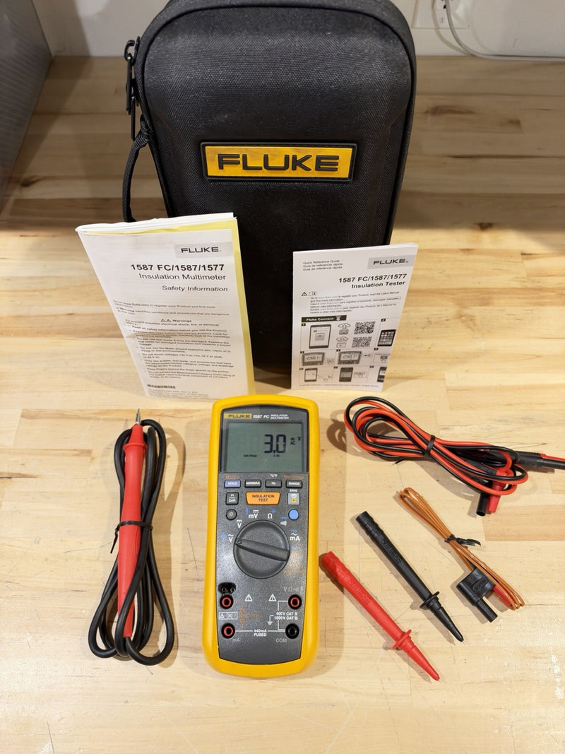FLUKE 1587 FC 2 IN 1 HANDHELD DIGITAL INSULATION MULTIMETER W/ ACCESSORIES