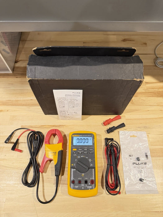 FLUKE 87V TRUE RMS MULTIMETER KIT W/ LEADS & I400 KIT (TESTED) SHIPS FAST